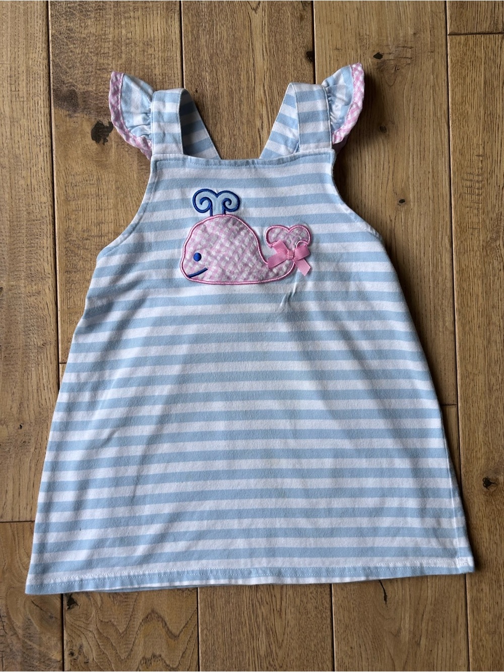 Classic Whimsy Striped Whale Appliqué Top size 8